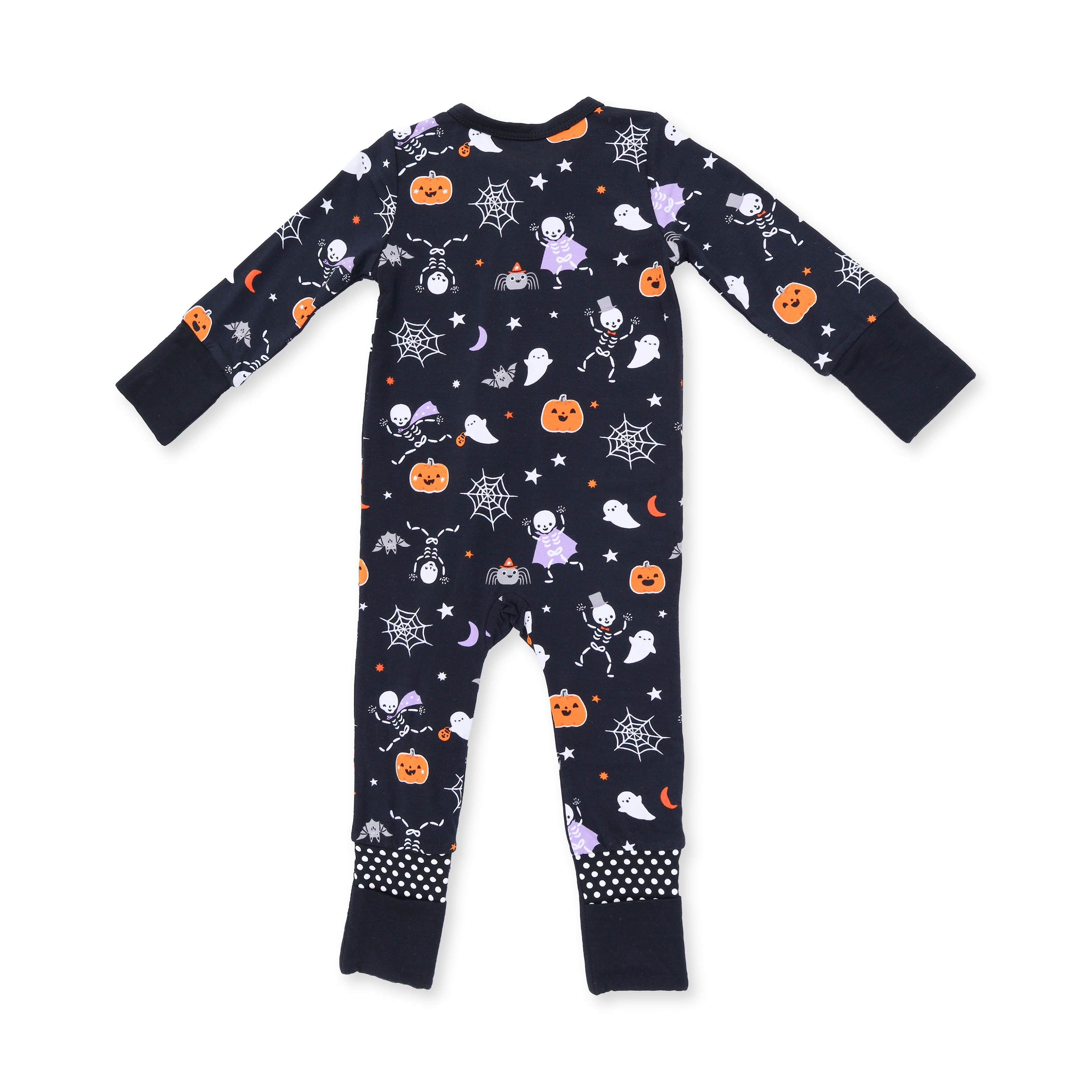 Bamboo Glow In The Dark Zipper Romper - Halloween  Skeleton Buddies