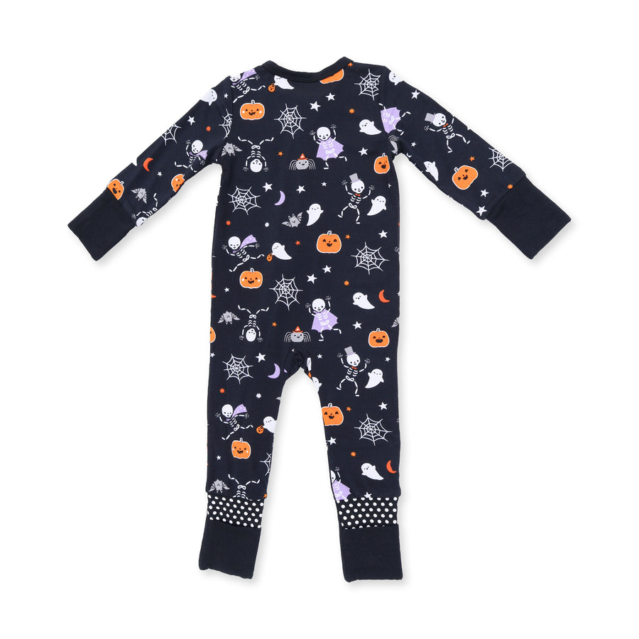 Bamboo Glow In The Dark Zipper Romper - Halloween  Skeleton Buddies