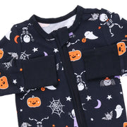 Bamboo Glow In The Dark Zipper Romper - Halloween  Skeleton Buddies