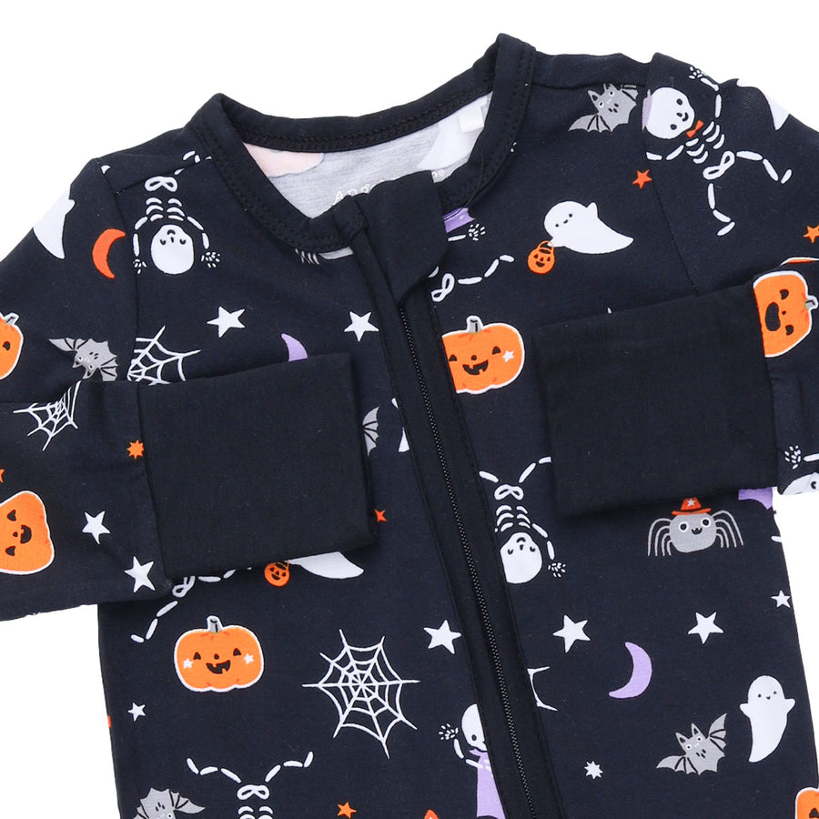 Bamboo Glow In The Dark Zipper Romper - Halloween  Skeleton Buddies