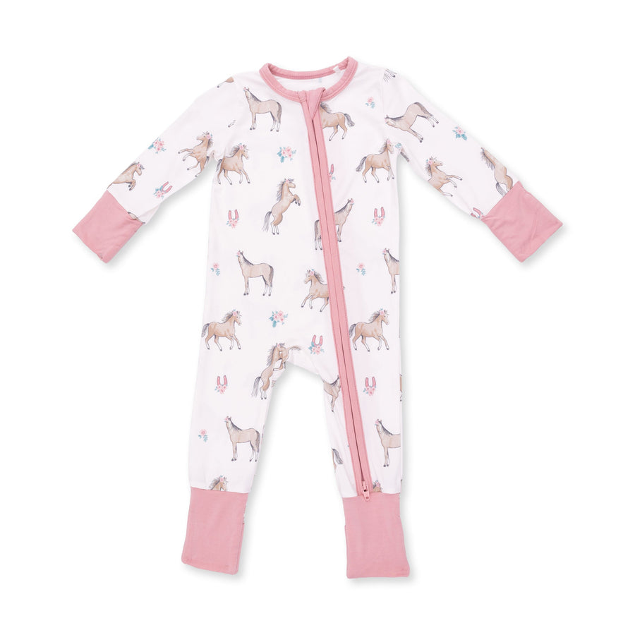 Bamboo Zipper Romper - I Love Horses