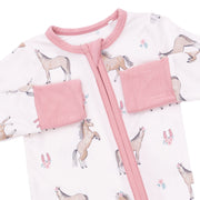 Bamboo Zipper Romper - I Love Horses