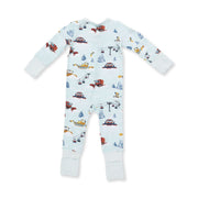 Bamboo Zipper Romper - Snow Cats