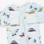 Bamboo Zipper Romper - Snow Cats