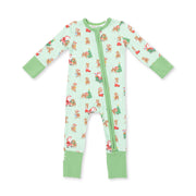 Bamboo Zipper Romper - Vintage Reindeer and Santa - Uni