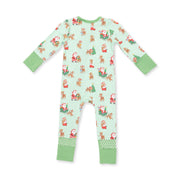 Bamboo Zipper Romper - Vintage Reindeer and Santa - Uni