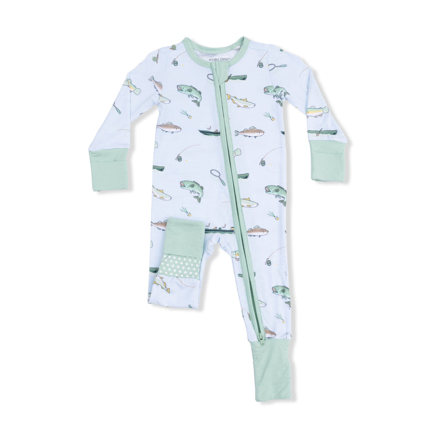 Bamboo Zipper Romper - Fishing