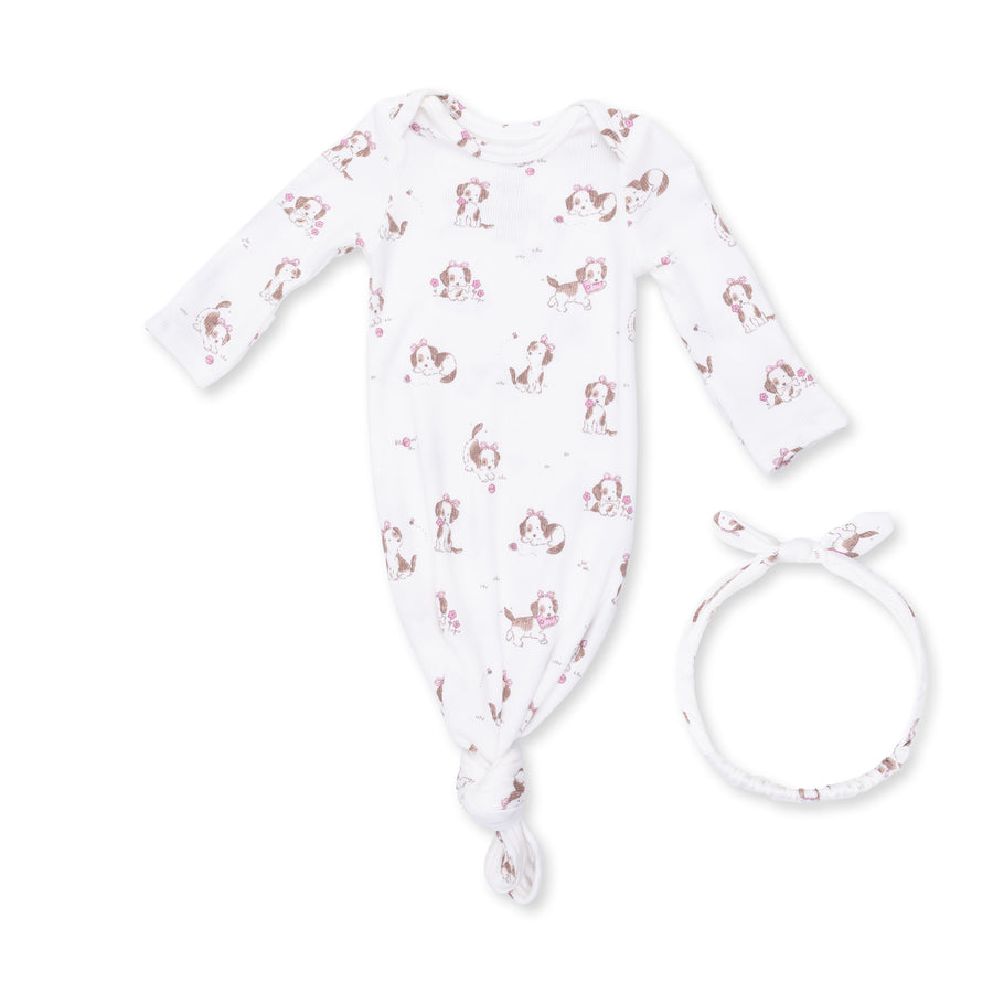 Knotted Gown and Headband - Explorer Puppy Pink