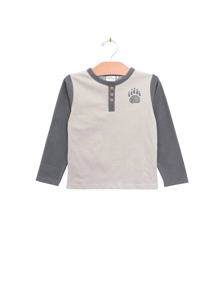 Henley L/S Tee - Porpoise Bear Paw
