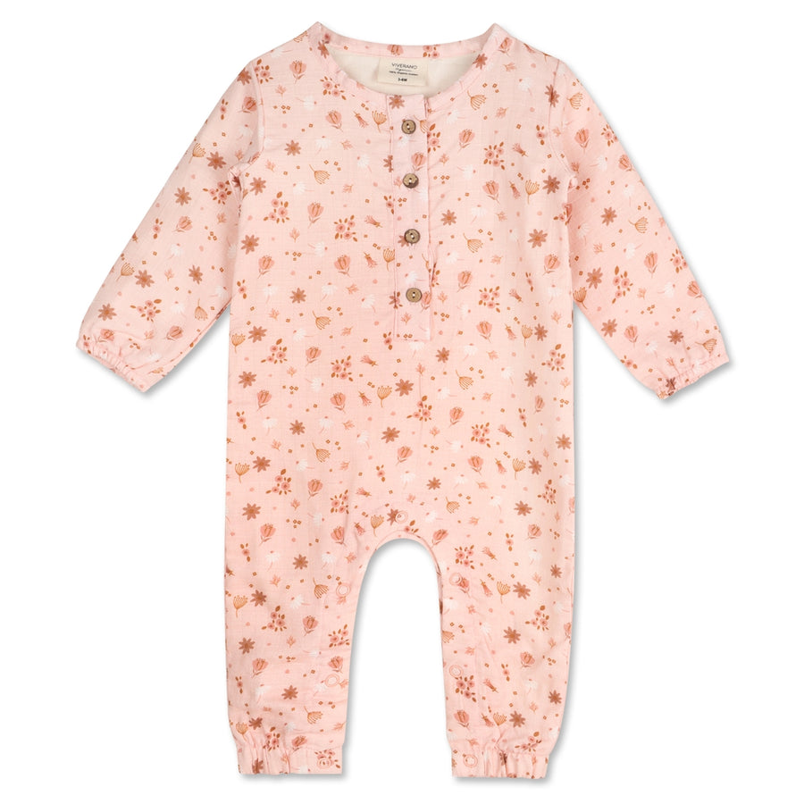 Long Sleeve Jumpsuit - Pink Floral
