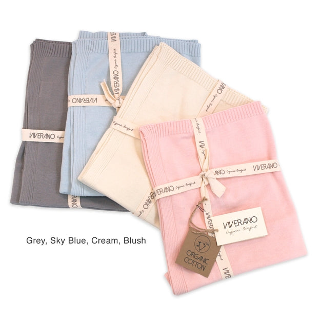 Organic Cotton Milan Pastel Baby Blanket Sweater Knit - Cream