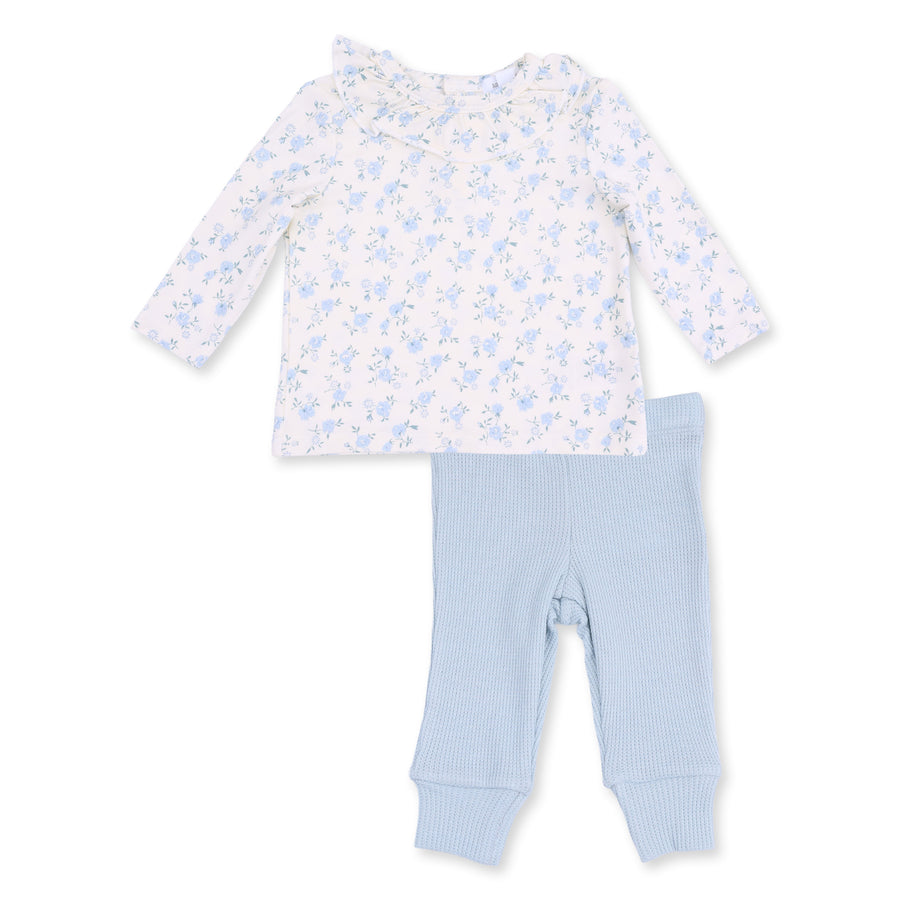 Longe Sleeve Ruffle Top and Pant - Rose Briar