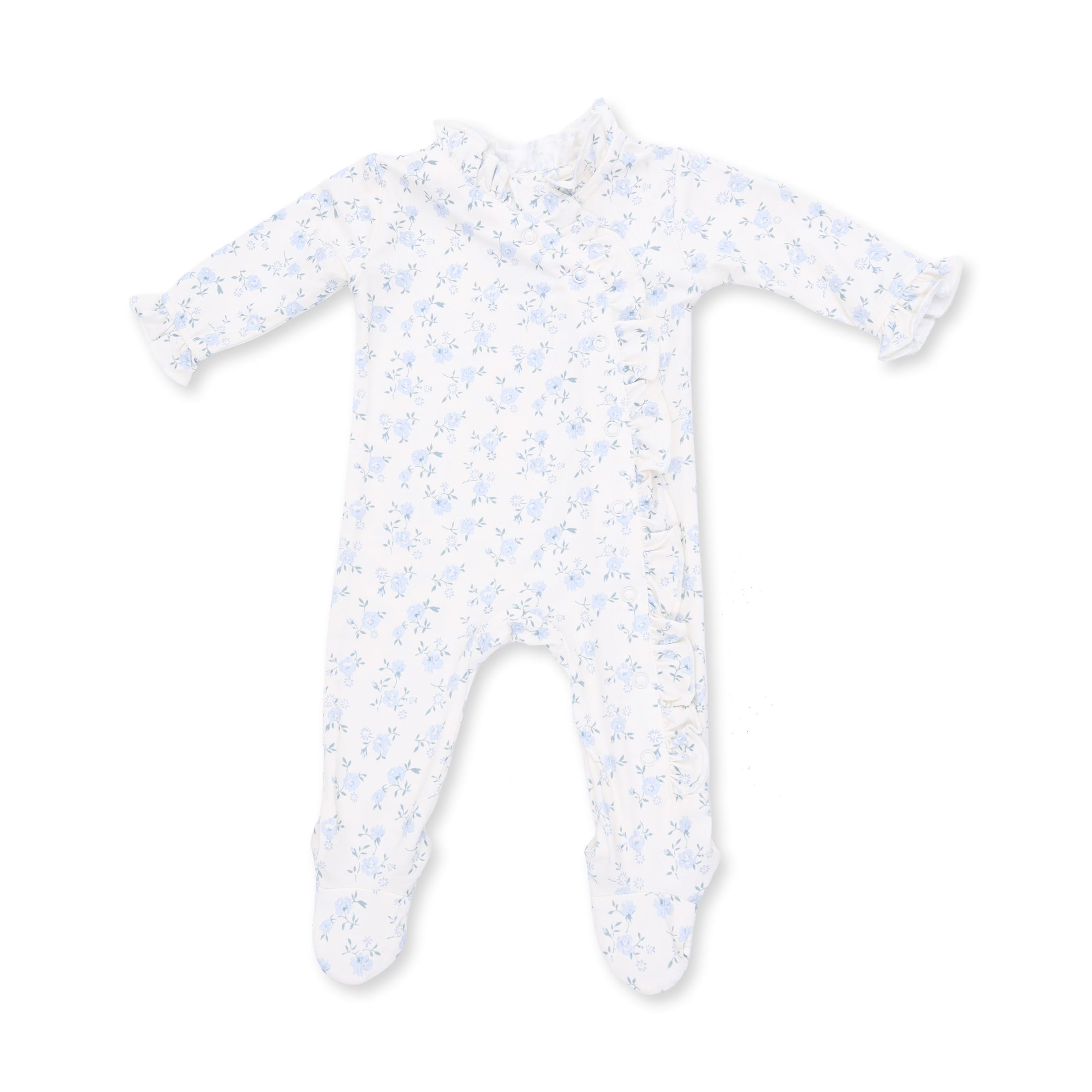 Bamboo Kimono Ruffle Snap Footie - Rose Briar