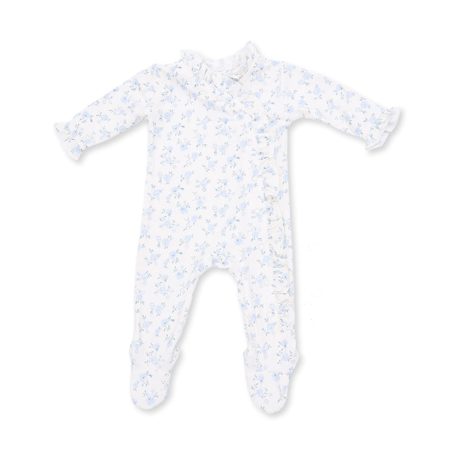 Bamboo Kimono Ruffle Snap Footie - Rose Briar