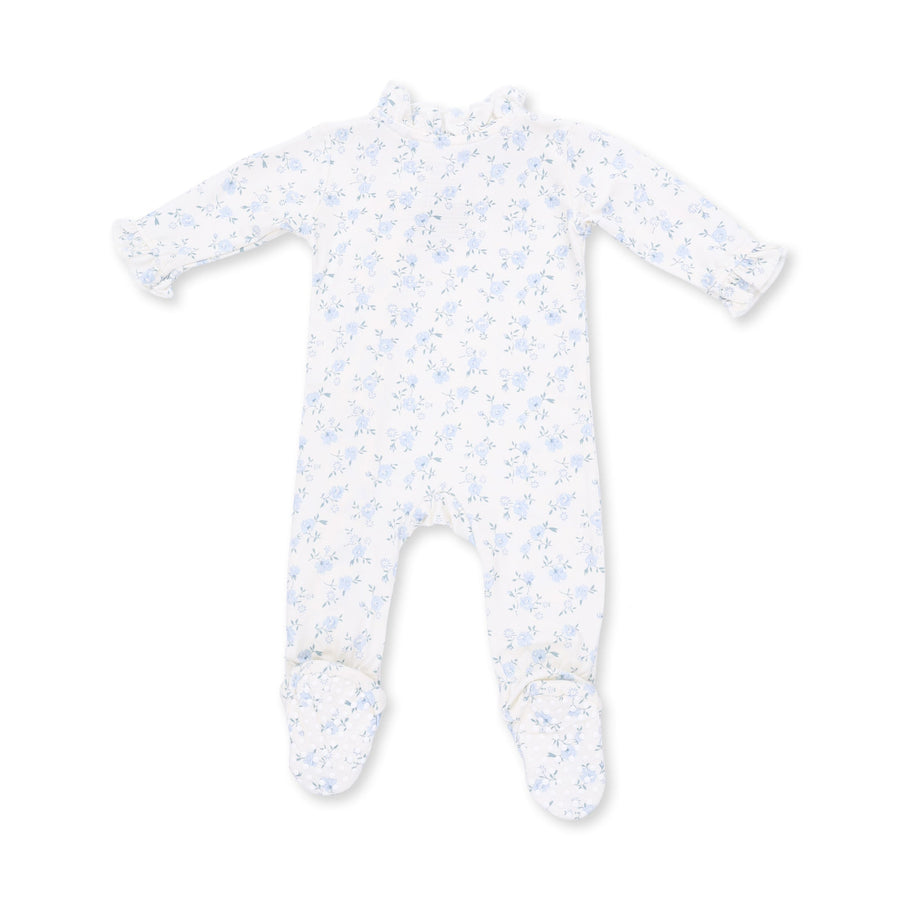 Bamboo Kimono Ruffle Snap Footie - Rose Briar