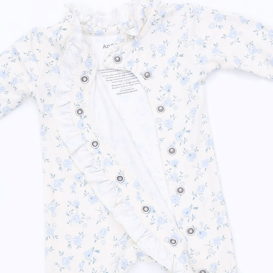 Bamboo Kimono Ruffle Snap Footie - Rose Briar