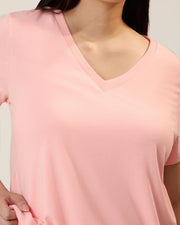 Classic Modal V-Neck Nursing T-Shirt - Sunset Pink