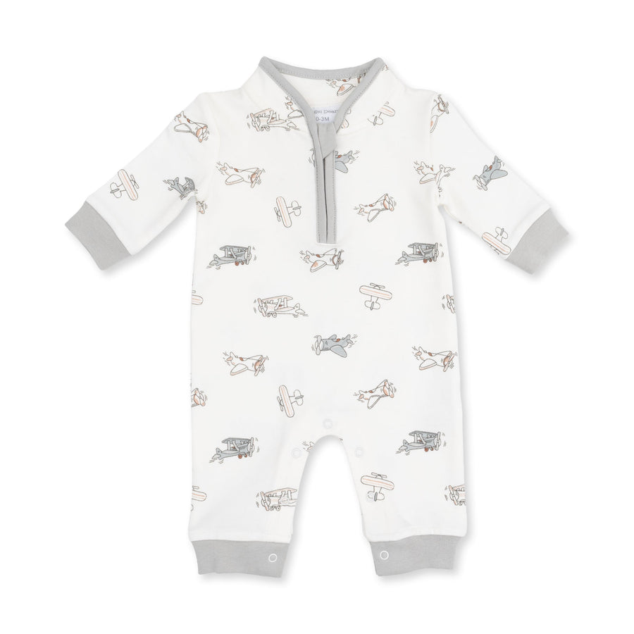 Zip Neck Romper - Vintage Airplane Pilots