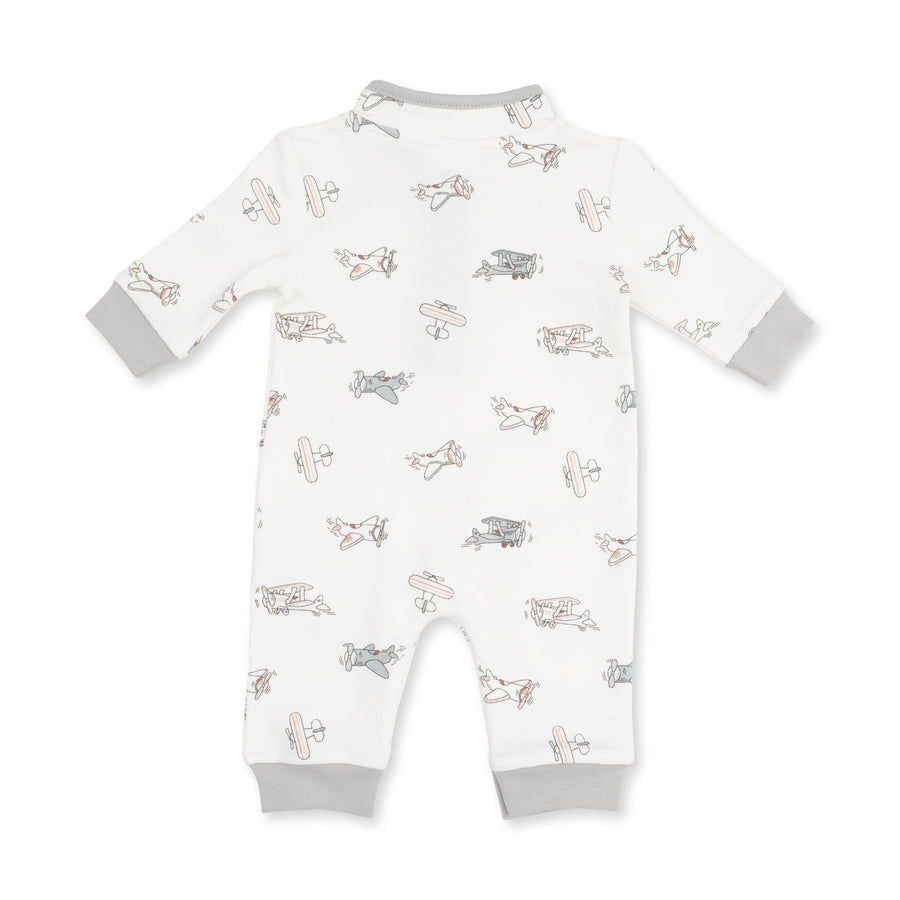 Zip Neck Romper - Vintage Airplane Pilots