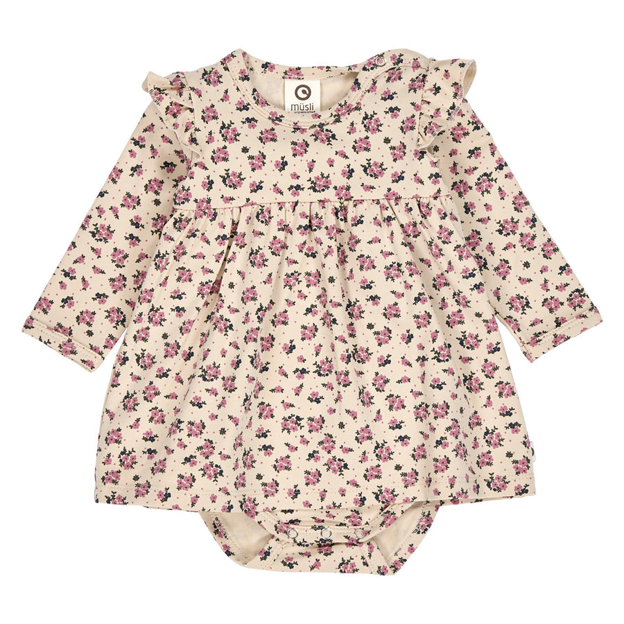 Zinna Floral Print Long Sleeve Bodysuit Dress
