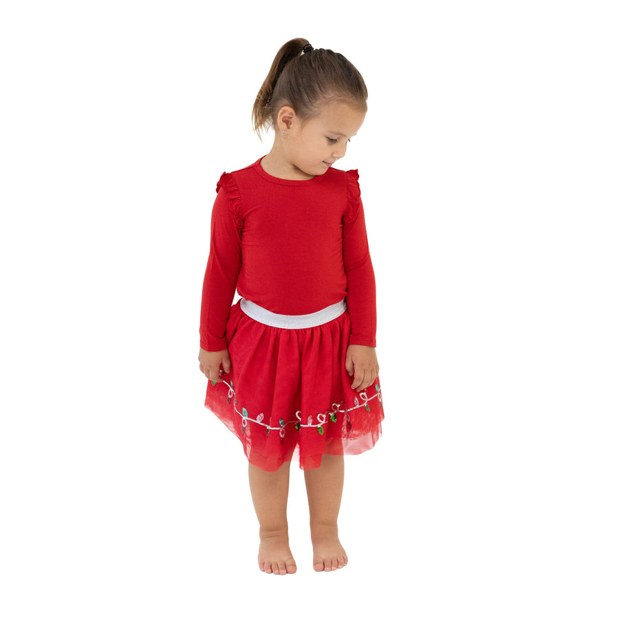Tutu Skirt with Bike Shorts - Christmas Lights Merry