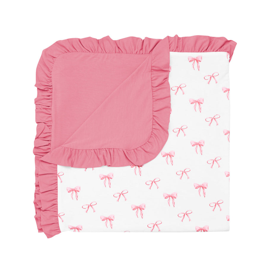 Printed Bamboo Baby Blanket - Ruffle Bow
