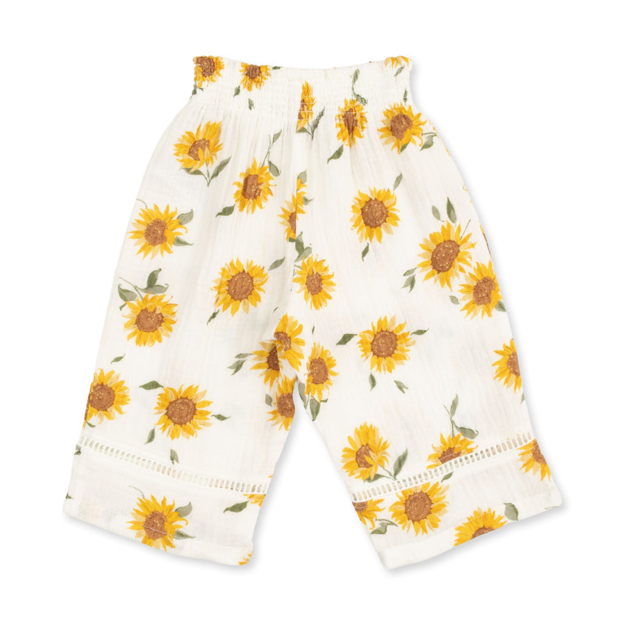 Long Sleeve Ruffle Tunic and Smocked Waist Pant - Baby Sunflower
