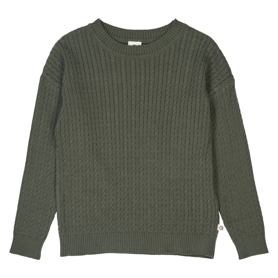 Knit Cable Sweater - Deep Green
