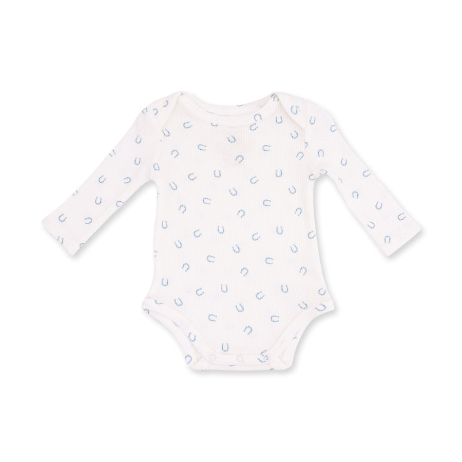 Long Sleeve Bodysuit -  Little Horseshoes - Blue