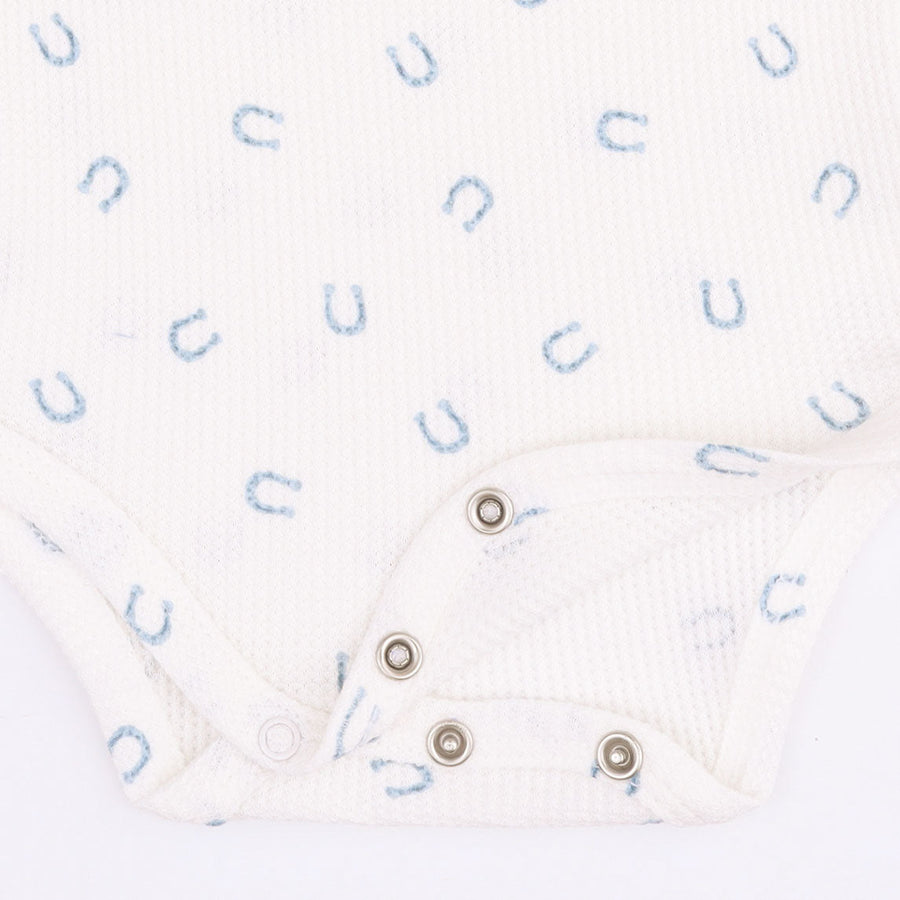 Long Sleeve Bodysuit -  Little Horseshoes - Blue