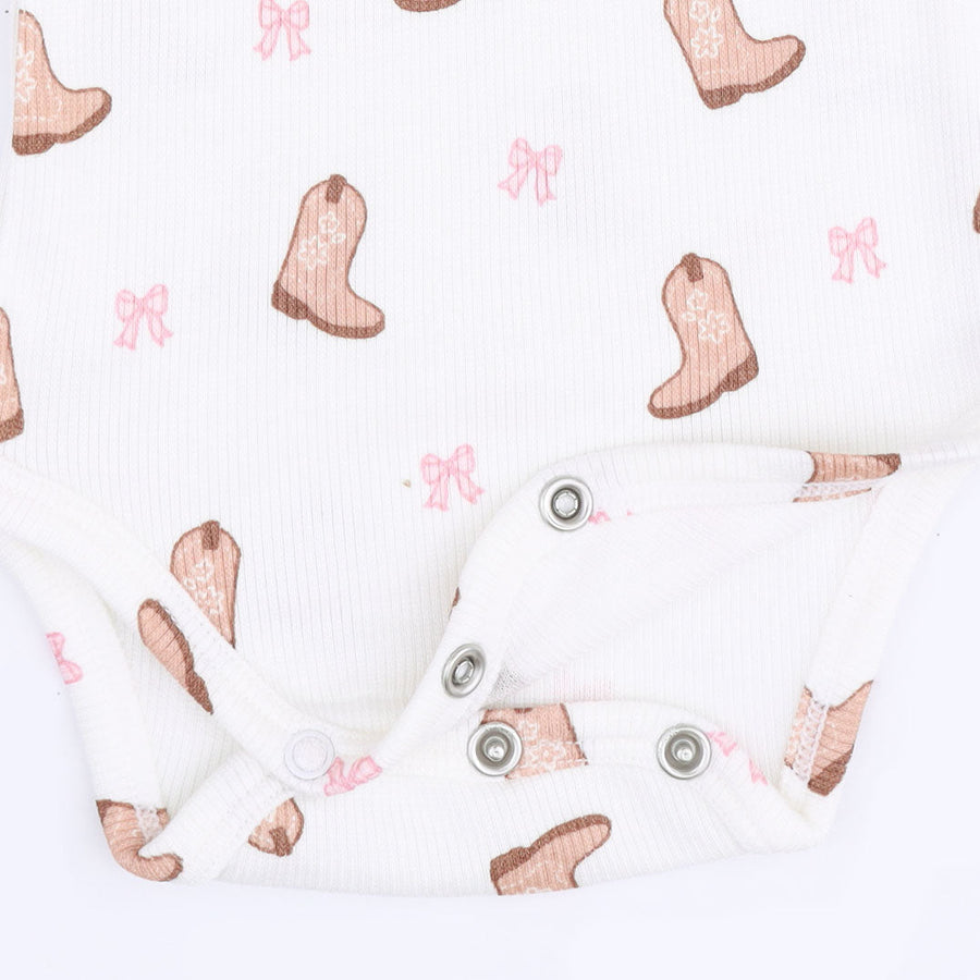 Long Sleeve Bodysuit -  Mini Cowgirl Boots