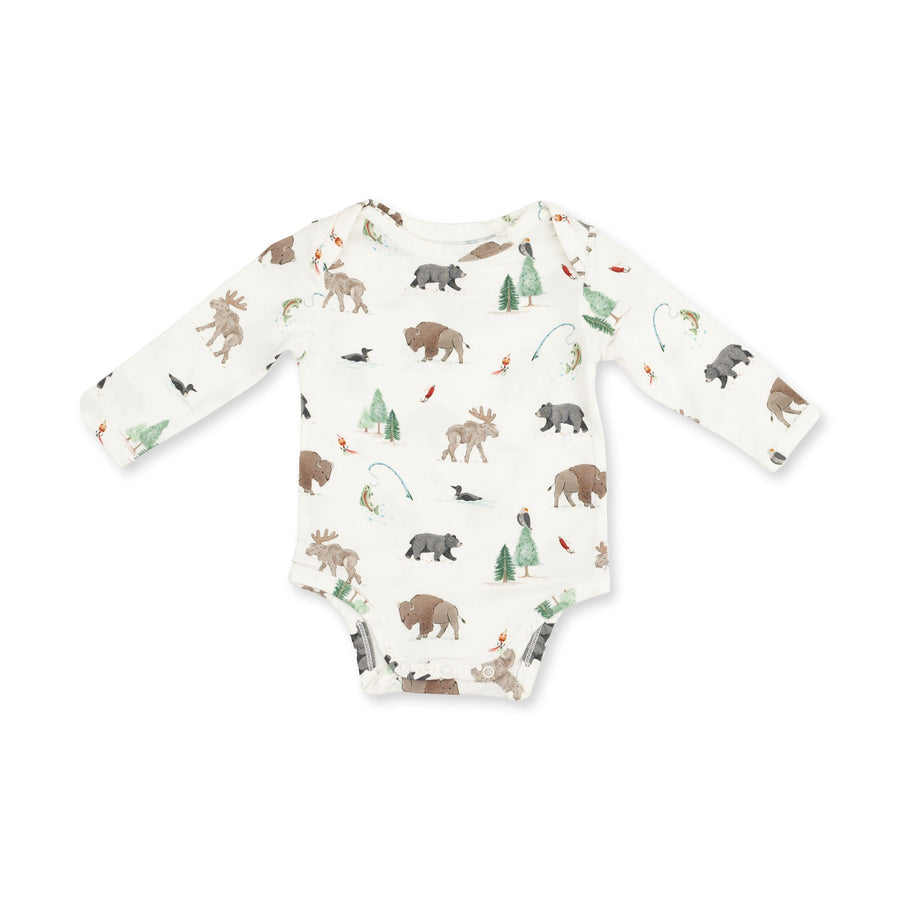 Long Sleeve Bodysuit -  Northern Woodland Animals