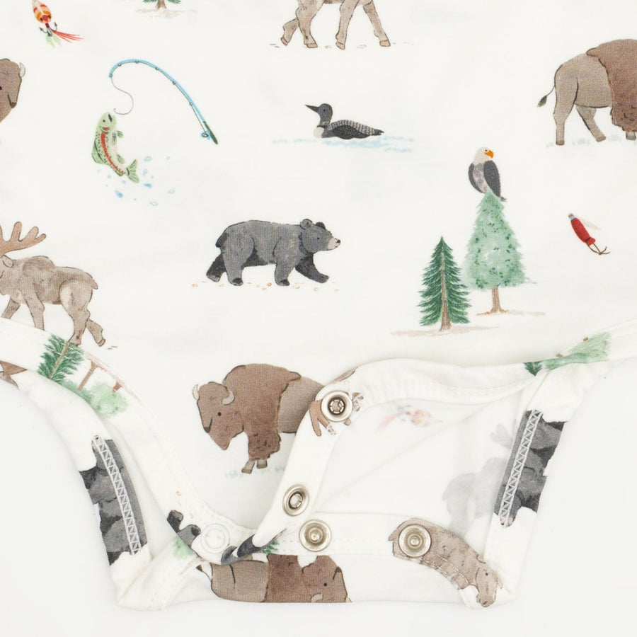 Long Sleeve Bodysuit -  Northern Woodland Animals