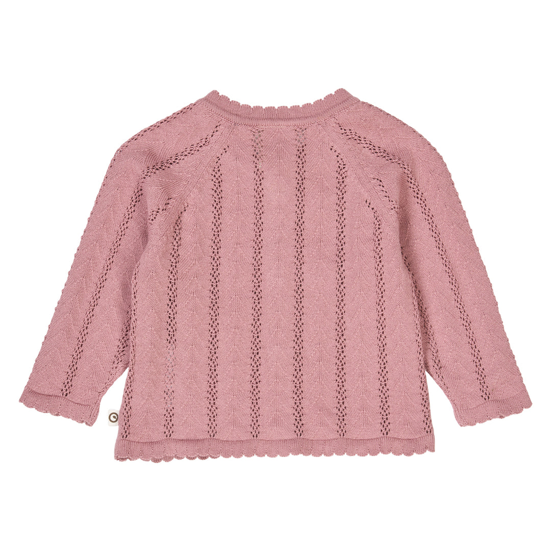 Pointelle Knit Baby Cardigan - Nostalgia Rose