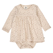 Aster Rib Floral Print Long Sleeve Bodysuit Dress