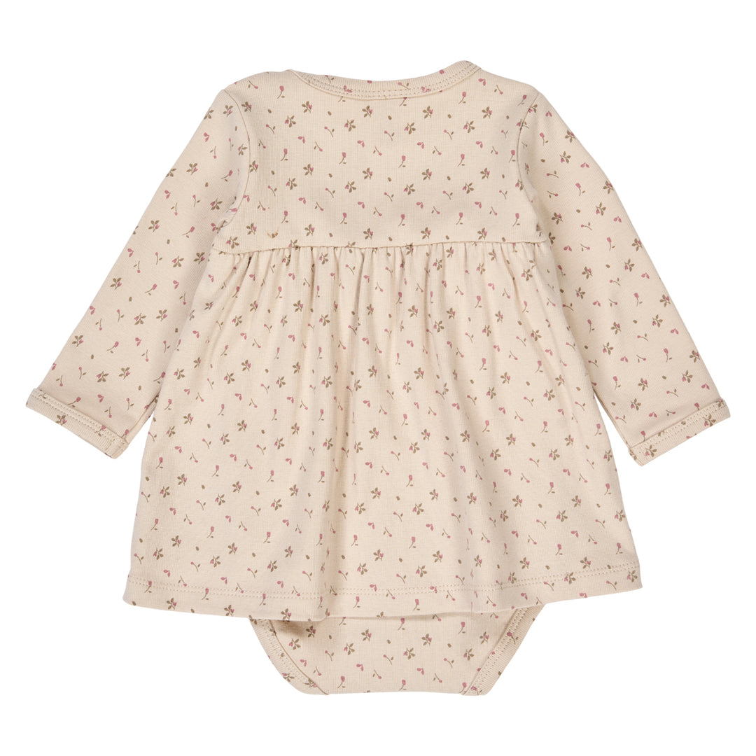 Aster Rib Floral Print Long Sleeve Bodysuit Dress