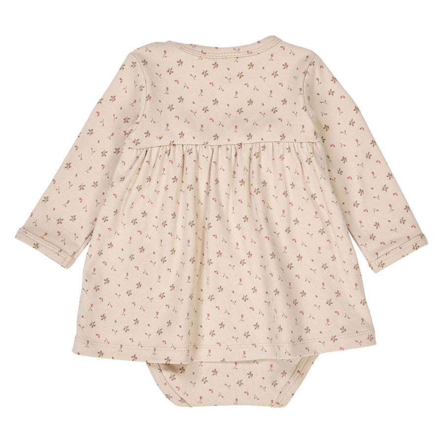 Aster Rib Floral Print Long Sleeve Bodysuit Dress