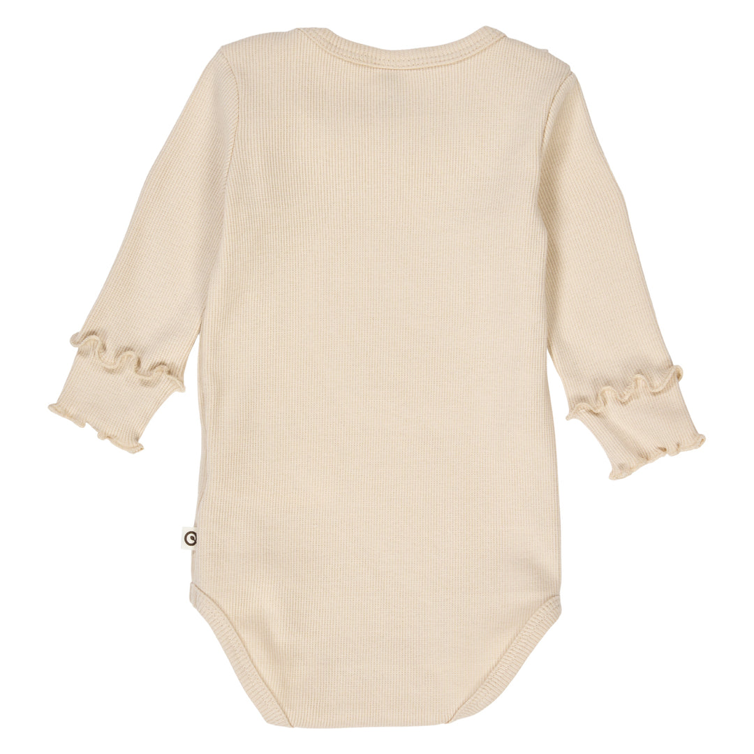 Cozy Me Rib Frill Collar Long Sleeve Bodysuit - Oak