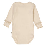 Cozy Me Rib Frill Collar Long Sleeve Bodysuit - Oak