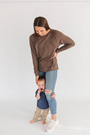 Free Flowing Lightweight Nursing Top - Cocoa