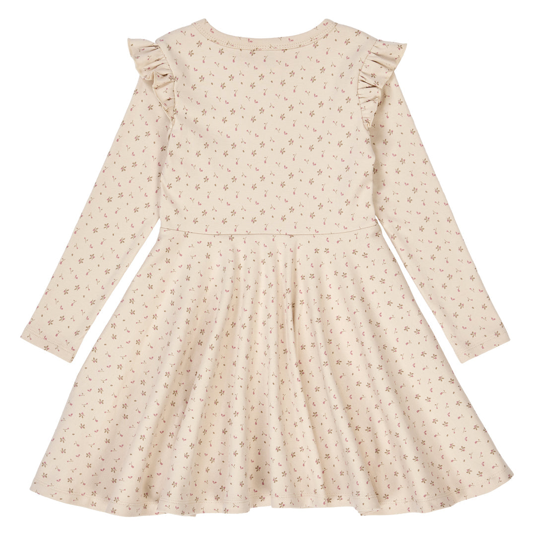 Rib Floral Print Long Sleeve Swing Dress - Aster