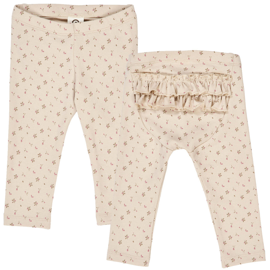 Aster Rib Ruffle Floral Print Baby Leggings