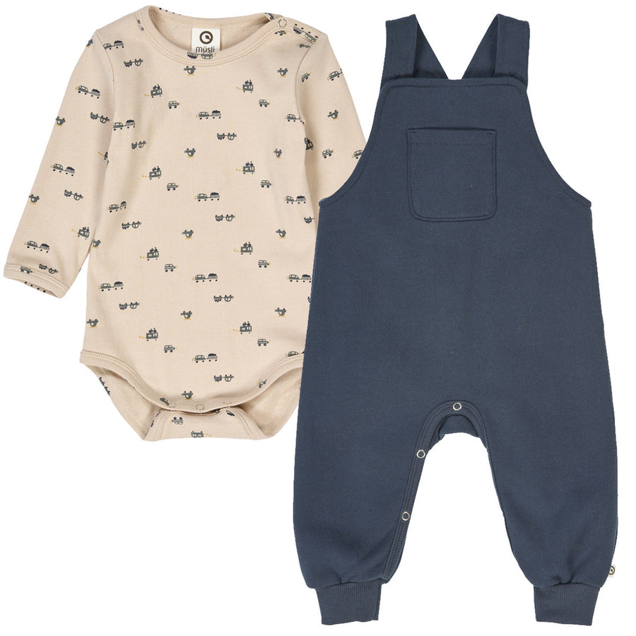 Rib Bodysuit and Overall Set - Auto