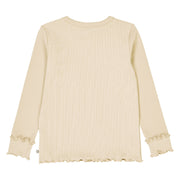 Cozy Me Rib Long Sleeve Frill Shirt - Oak