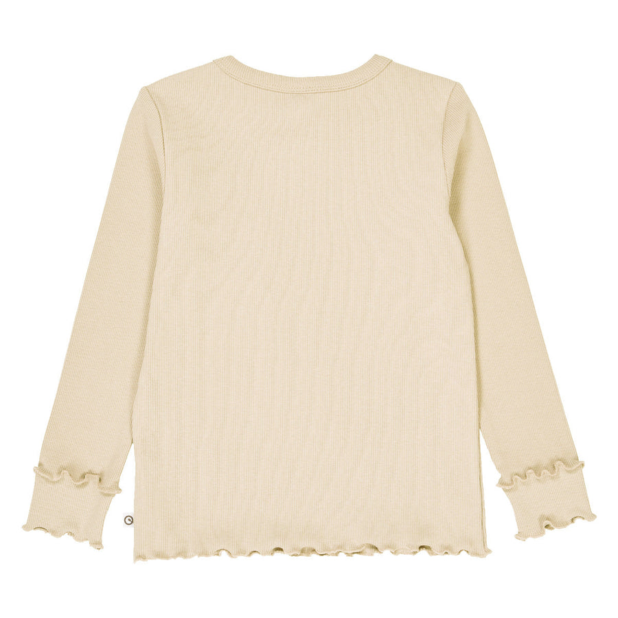 Cozy Me Rib Long Sleeve Frill Shirt - Oak