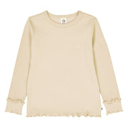 Cozy Me Rib Long Sleeve Frill Shirt - Oak