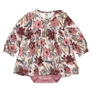 Bliss Floral Print Long Sleeve Bodysuit Dress