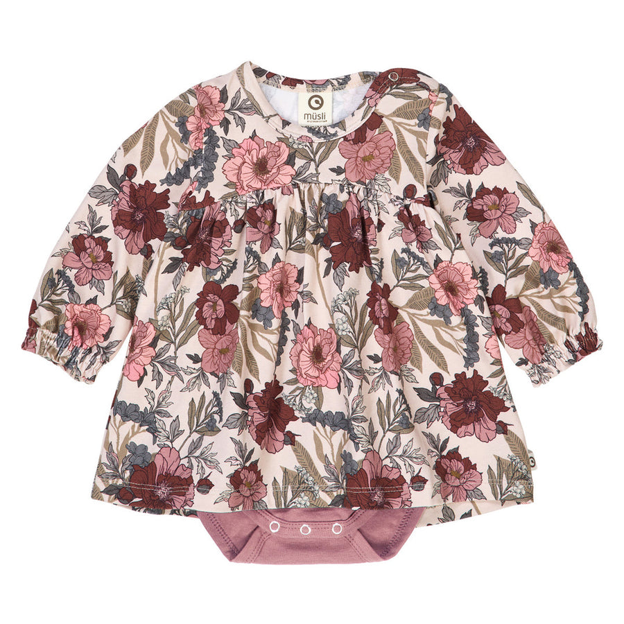 Bliss Floral Print Long Sleeve Bodysuit Dress