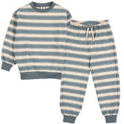 Stripe Sweat Set - Oak/Stormy Blue
