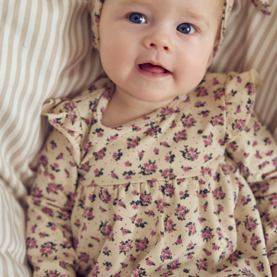 Zinna Floral Print Long Sleeve Bodysuit Dress